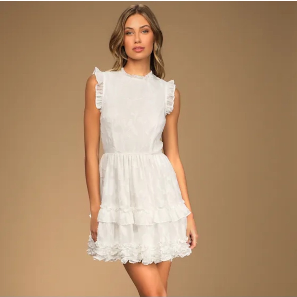 Lulu's White Ruffle Mini Dress